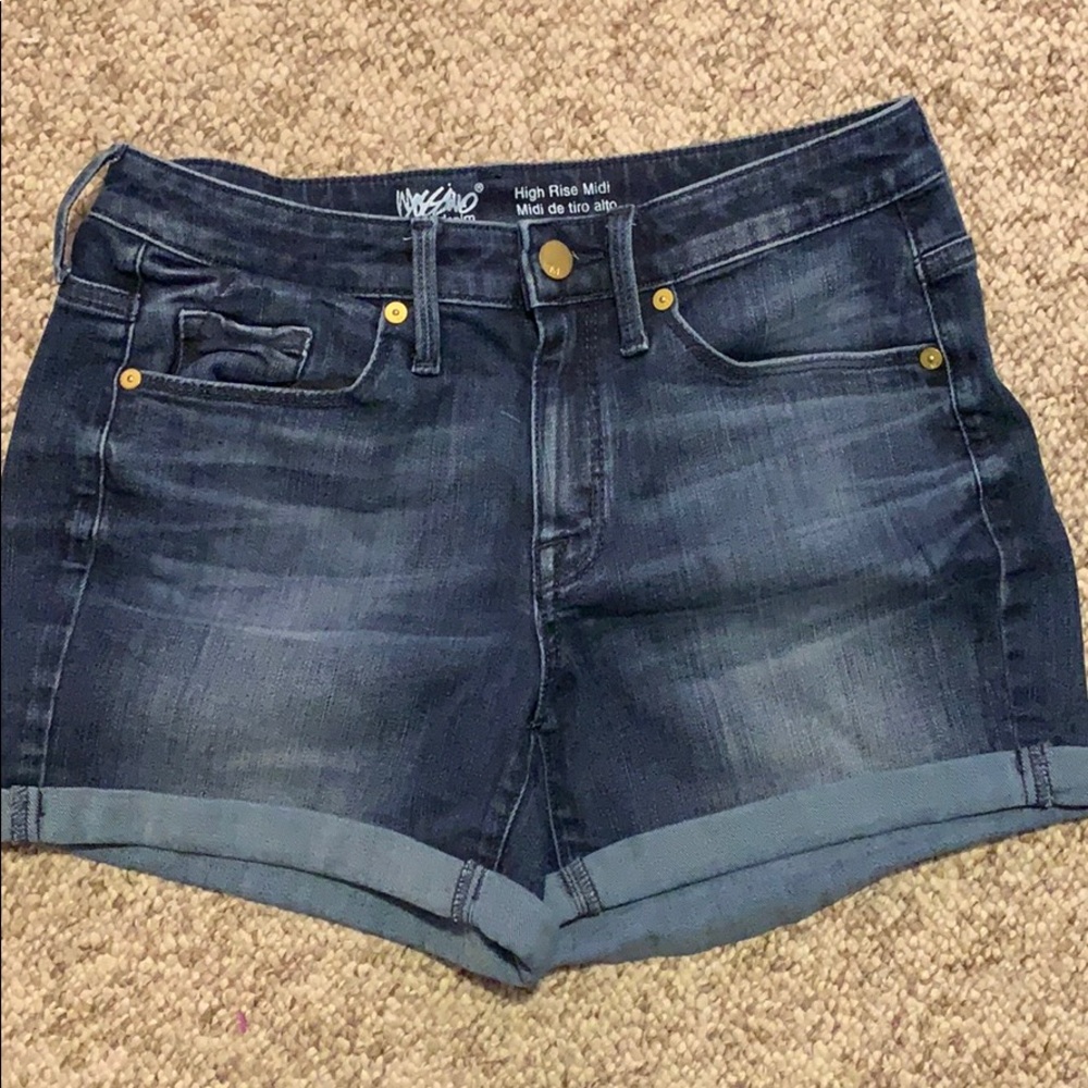 Dark wash denim shorts